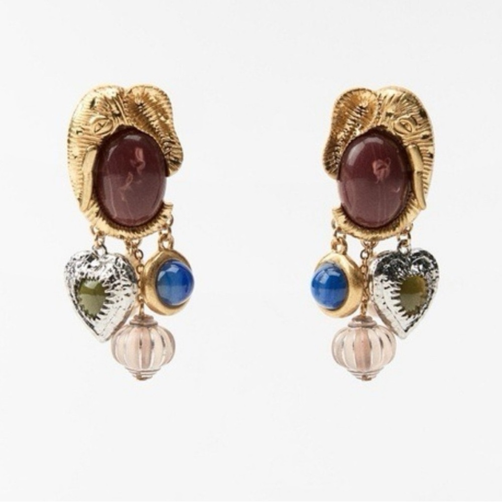 ZARA Elephant Gemstone Drop Earrings